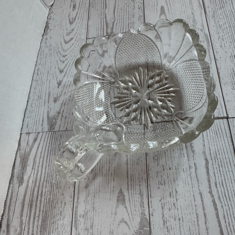 Clear Pressed Glass Serving Dish with Handle